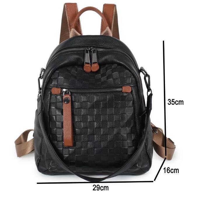 Sac à dos à carreaux diamant pour femmes en peau de vache de première couche