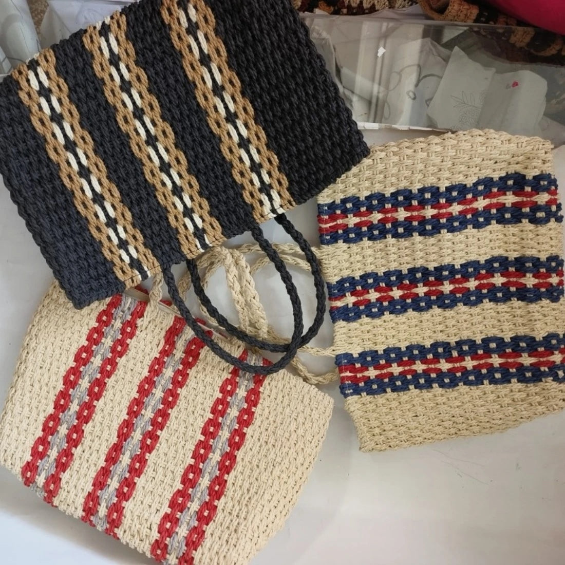 Bolso de mano de paja tejido con cremallera grande, bolso de compras informal de hombro grande para mujer