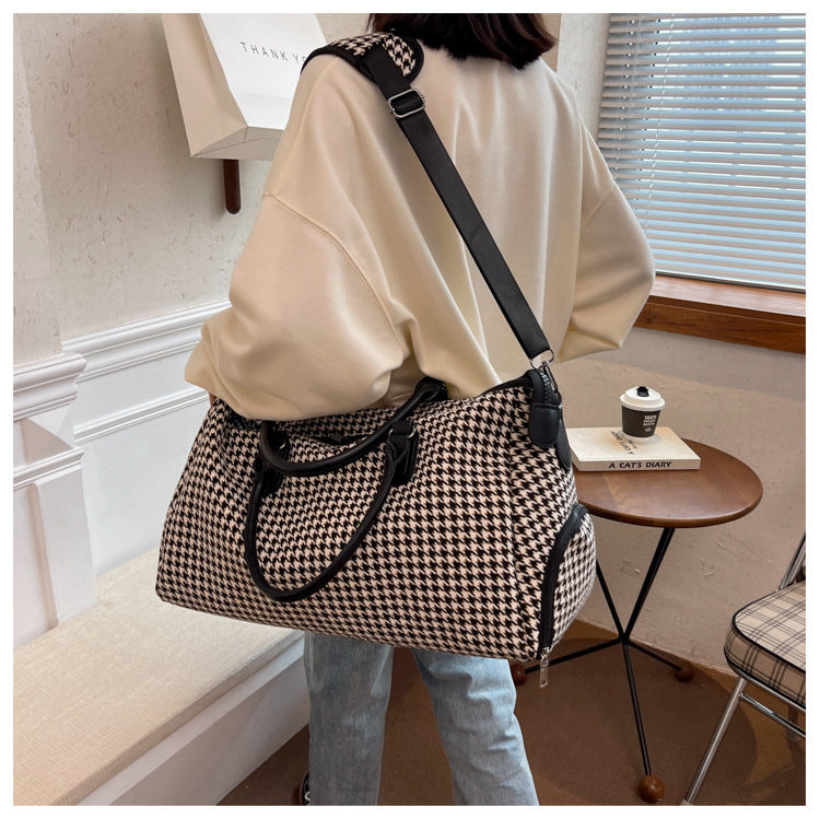 Sac à main de voyage à carreaux colorés de grande capacité pour femme
