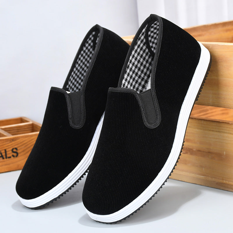 Chaussures en tissu de loisirs à enfiler en velours côtelé, confortables et légères, respirantes et résistantes à l'usure