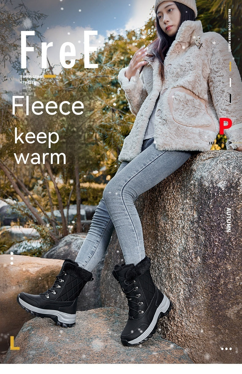 Bottes de neige épaisses et confortables, montantes, chaudes, doublées de polaire, mode hiver pour femmes