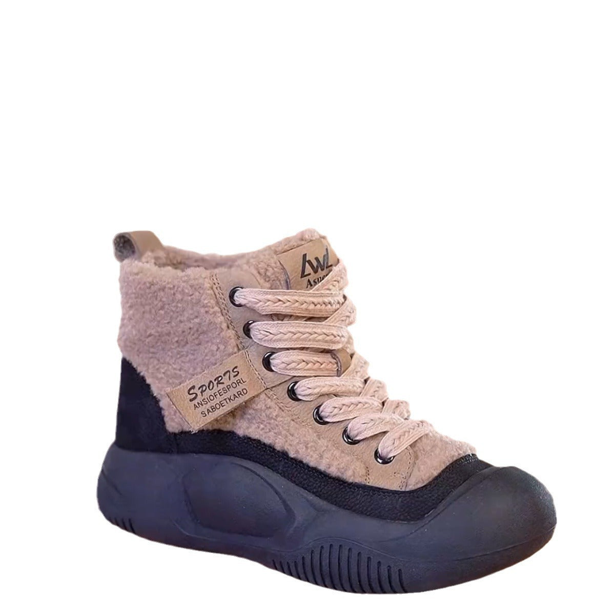 Bottes Martin à semelles souples doublées en polaire, montantes, antidérapantes, assorties à tout