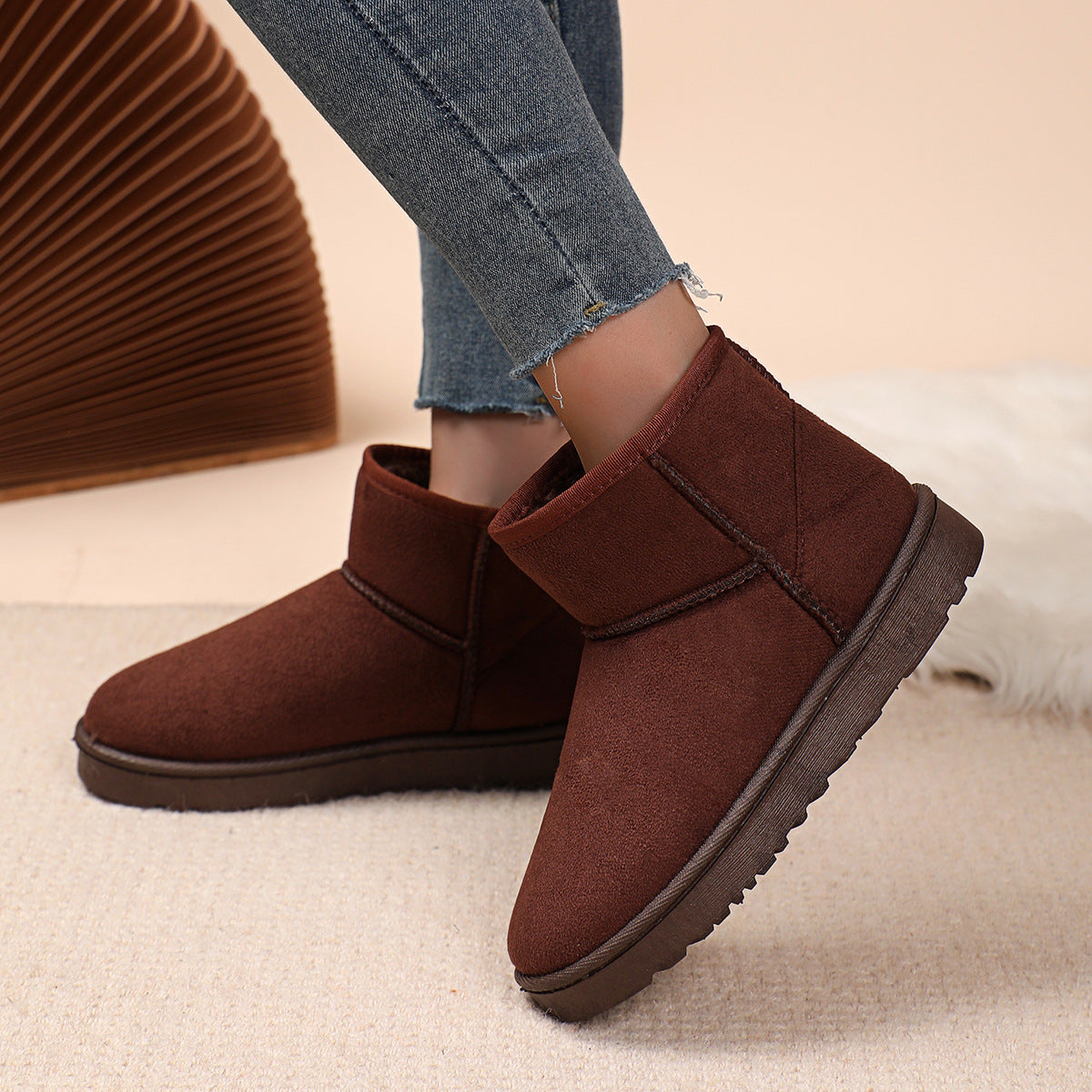 Bottes de neige chaudes en velours de coton pour femmes d'hiver