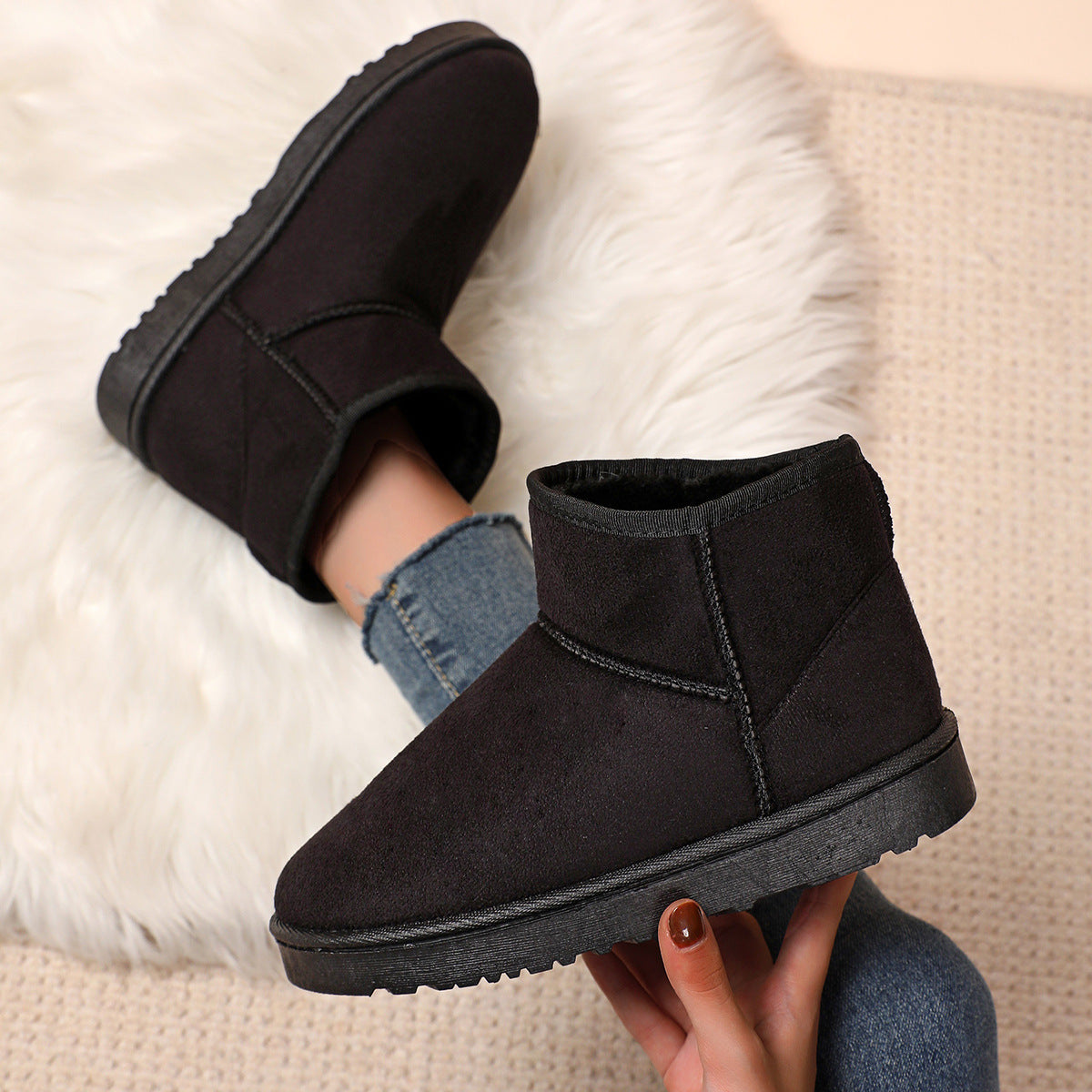 Bottes de neige chaudes en velours de coton pour femmes d'hiver