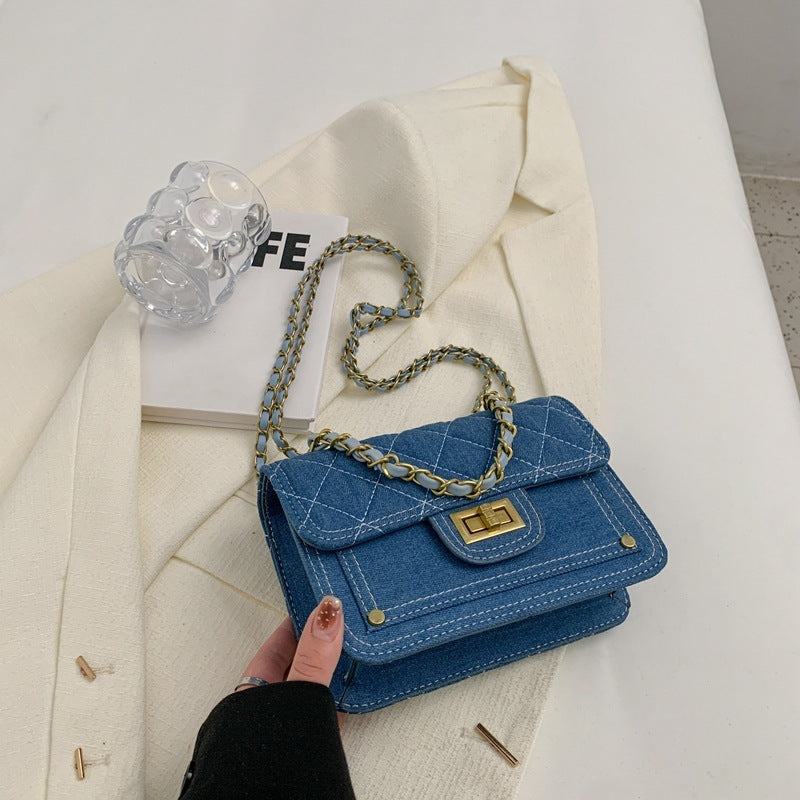 Sac à bandoulière en denim décontracté Sac messager à serrure de haute qualité