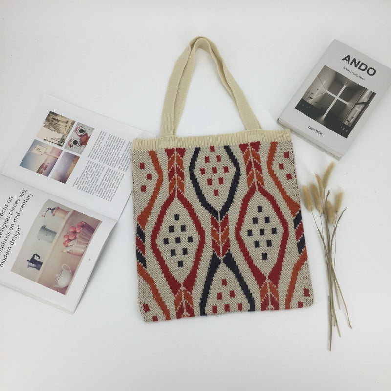 Bolso de mano lindo de la moda de la tela tejida de gran capacidad