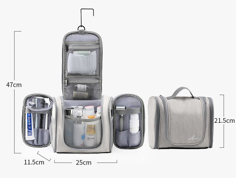 Grande trousse de lavage et de maquillage en cuir PU