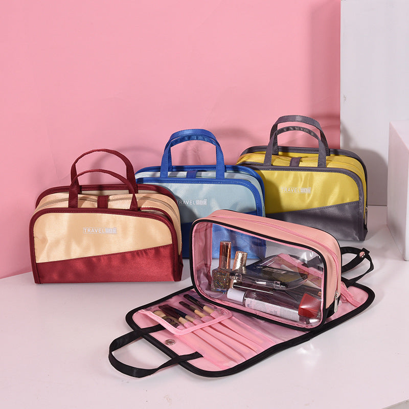 Sac de rangement cosmétique simple de grande capacité assorti aux couleurs