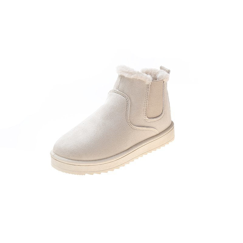 Bottes de neige pour femmes mode velours rembourré épais plat