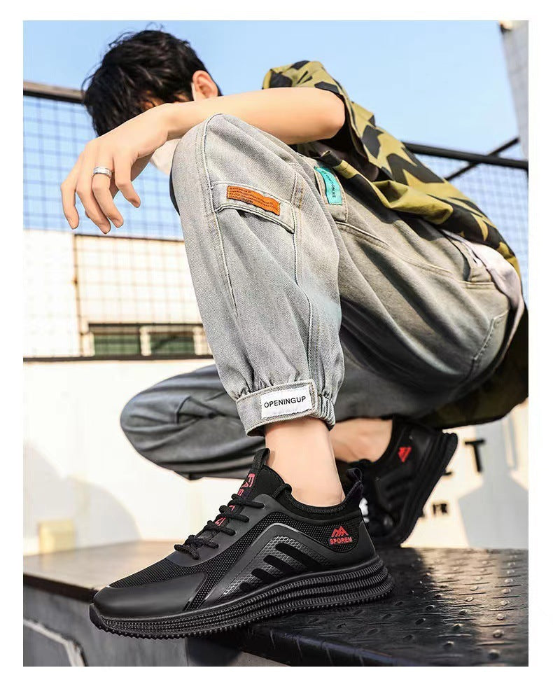 Zapatos de malla tejida con mosca para hombre Zapatillas de deporte con suela suave