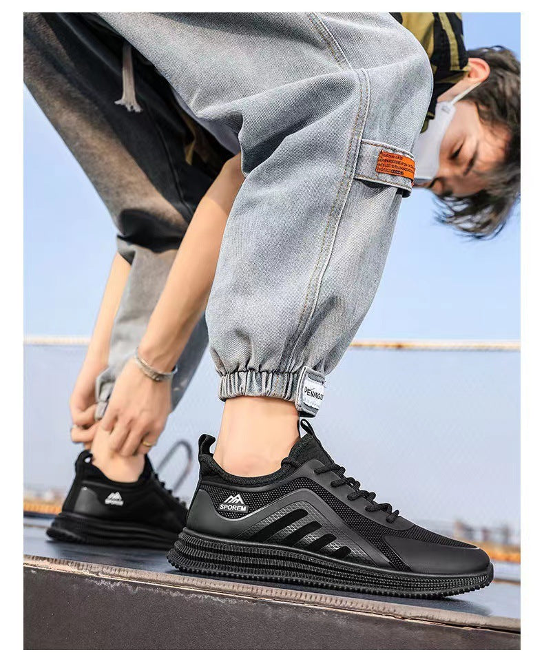 Zapatos de malla tejida con mosca para hombre Zapatillas de deporte con suela suave