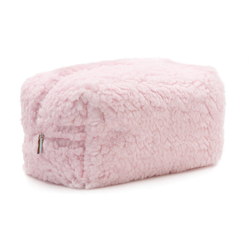 Sac de rangement de cosmétiques en peluche à fermeture éclair