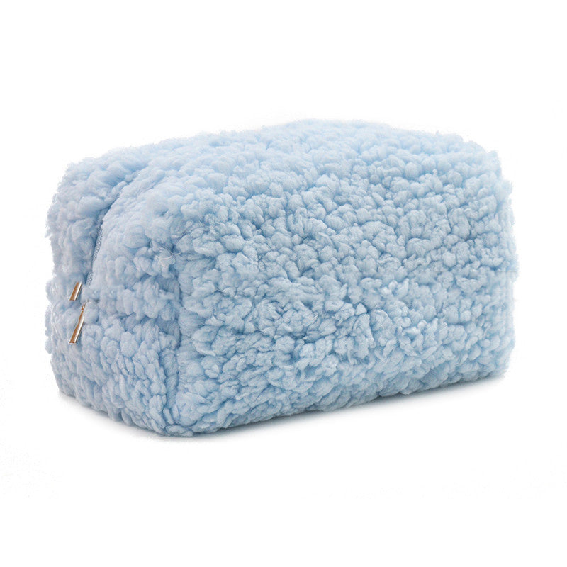 Sac de rangement de cosmétiques en peluche à fermeture éclair