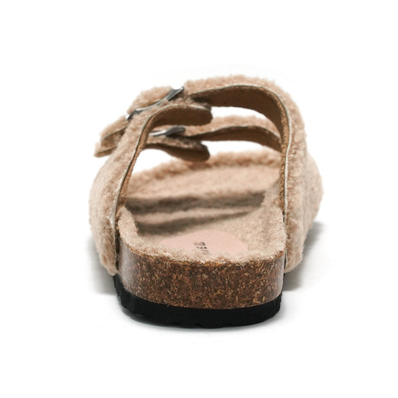 Chaussures de plage décontractées pour femmes, pantoufles chaudes à boucle