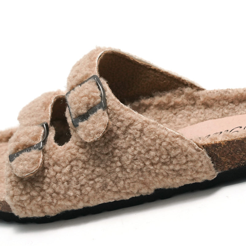 Chaussures de plage décontractées pour femmes, pantoufles chaudes à boucle