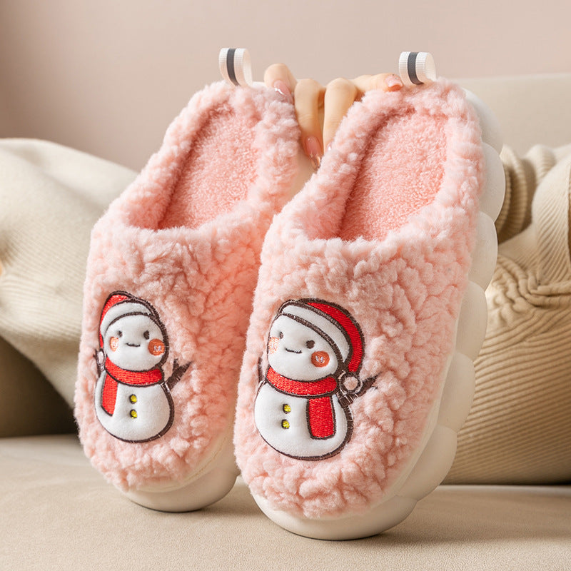 Plush Platform Cartoon Home Indoor Warm Cotton Slippers