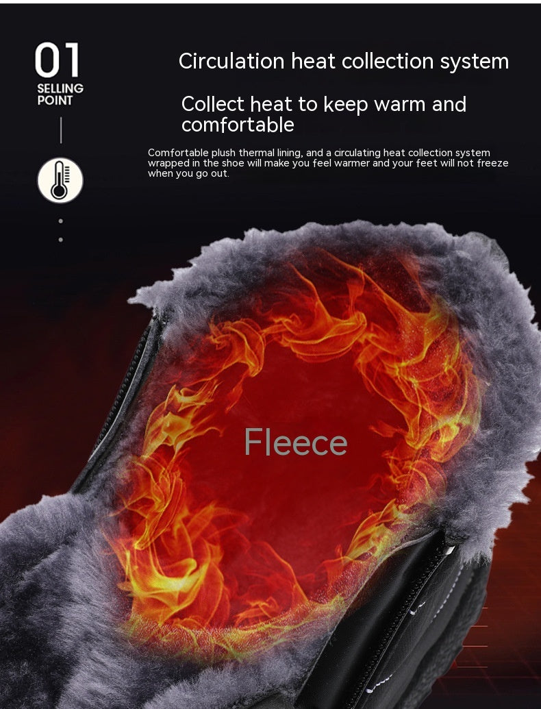 Zapatos de algodón térmico para exteriores, zapatos de invierno con forro polar y cremallera para hombre