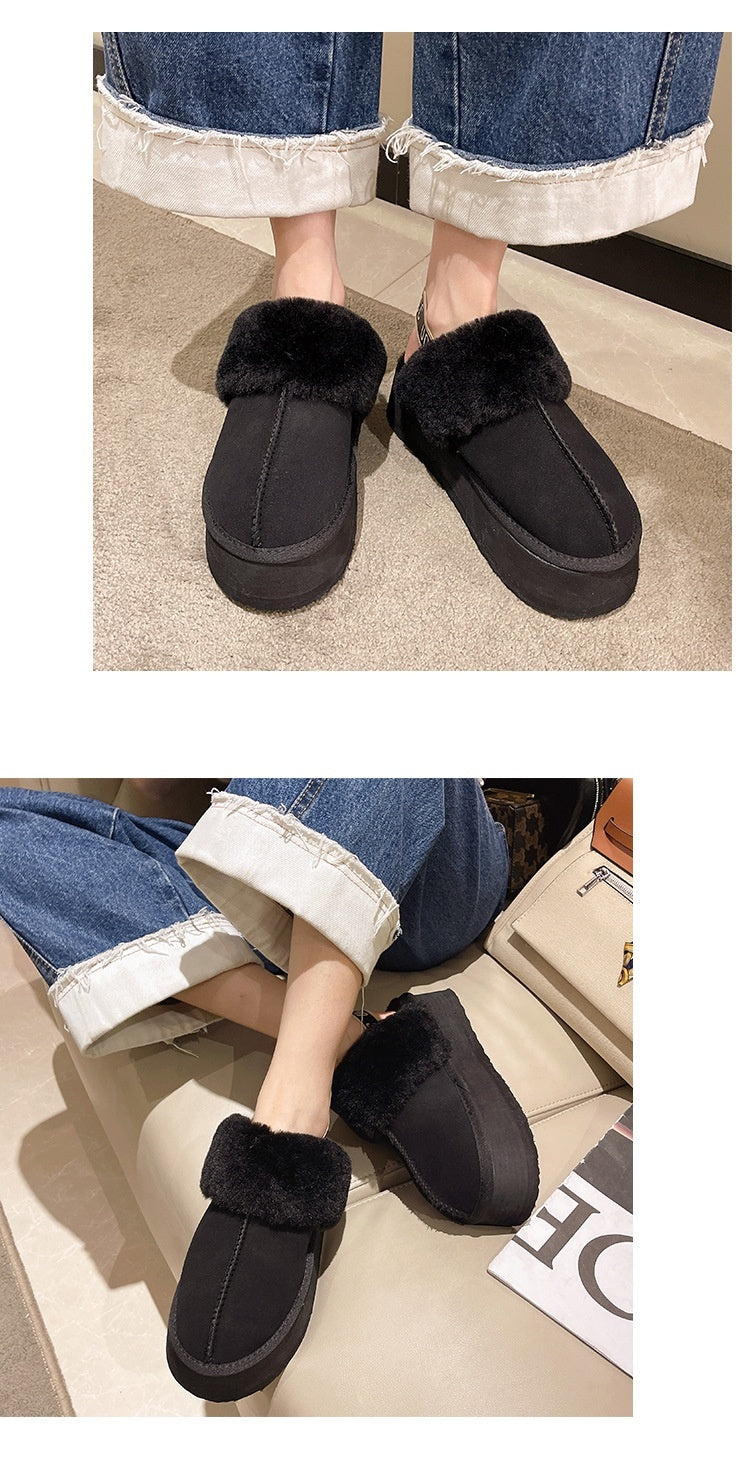 Bottes de neige à plateforme intégrée en fourrure avec embout antidérapant