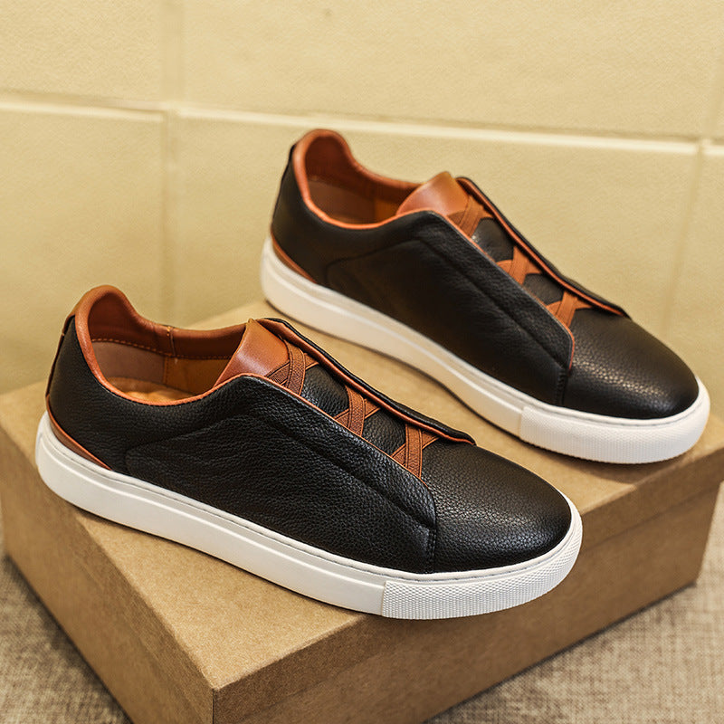 Style coréen de chaussures en cuir de loisirs quatre saisons de peau de vache de première couche