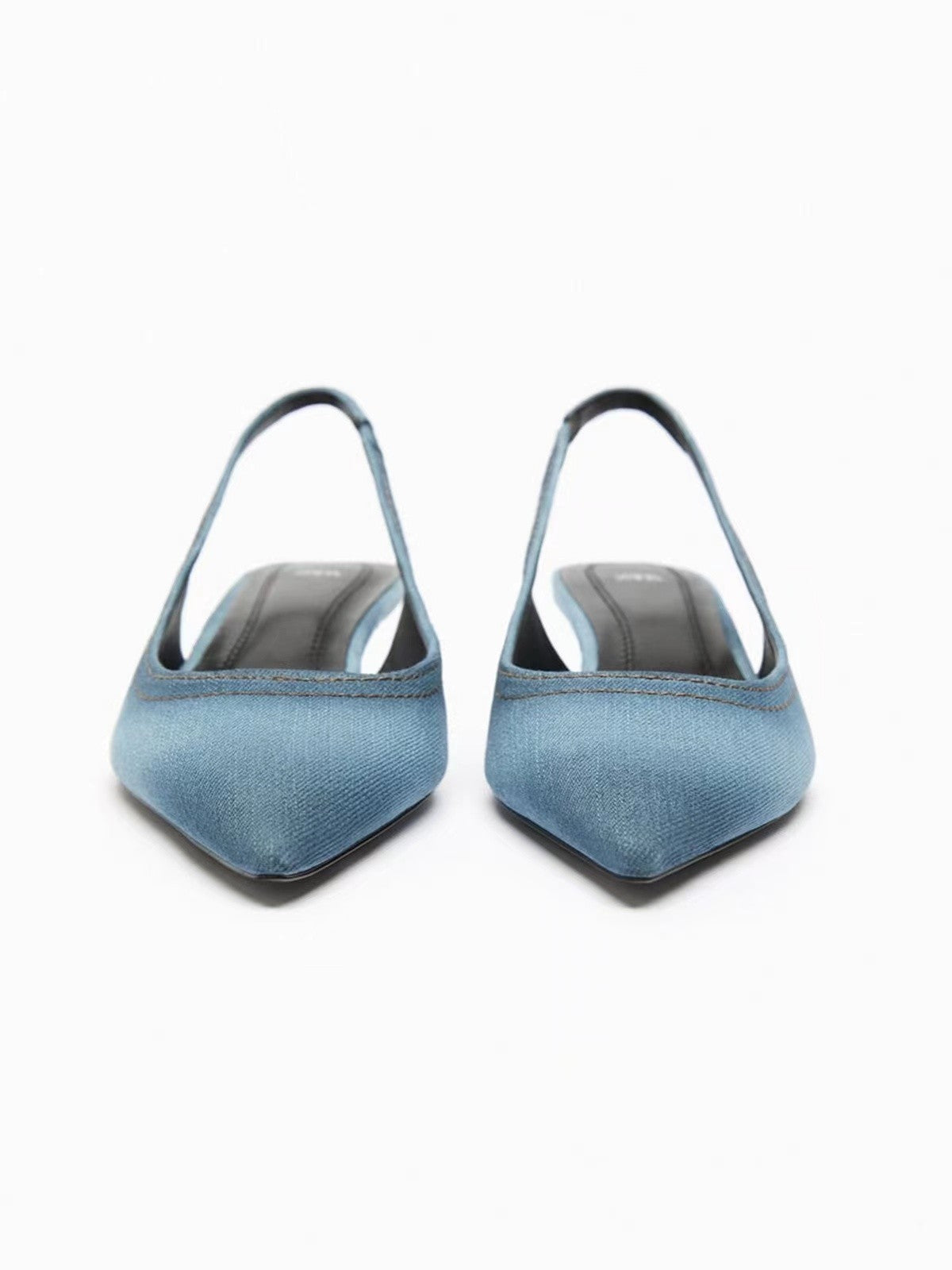 Talons hauts en tissu denim bleu pour femmes