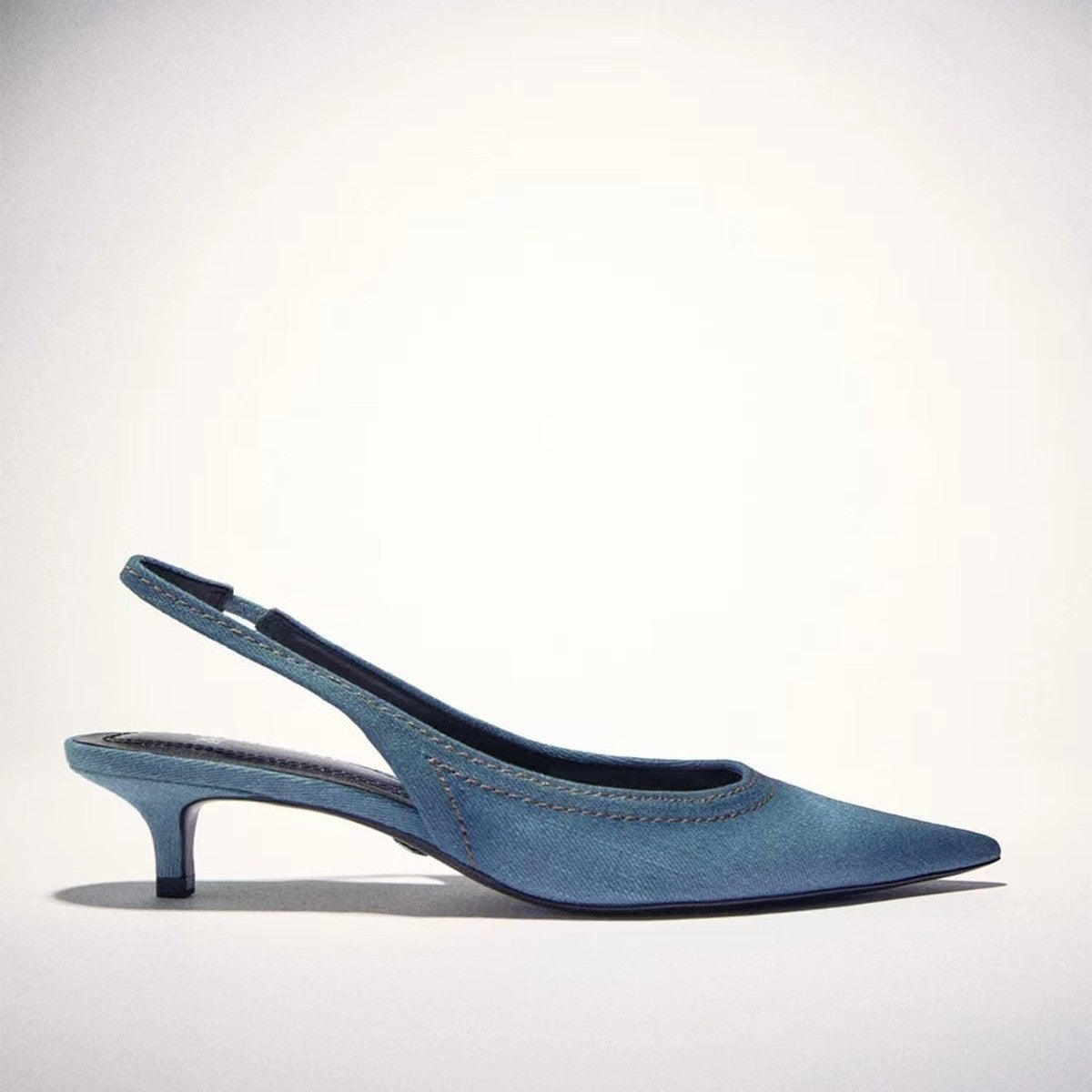 Talons hauts en tissu denim bleu pour femmes