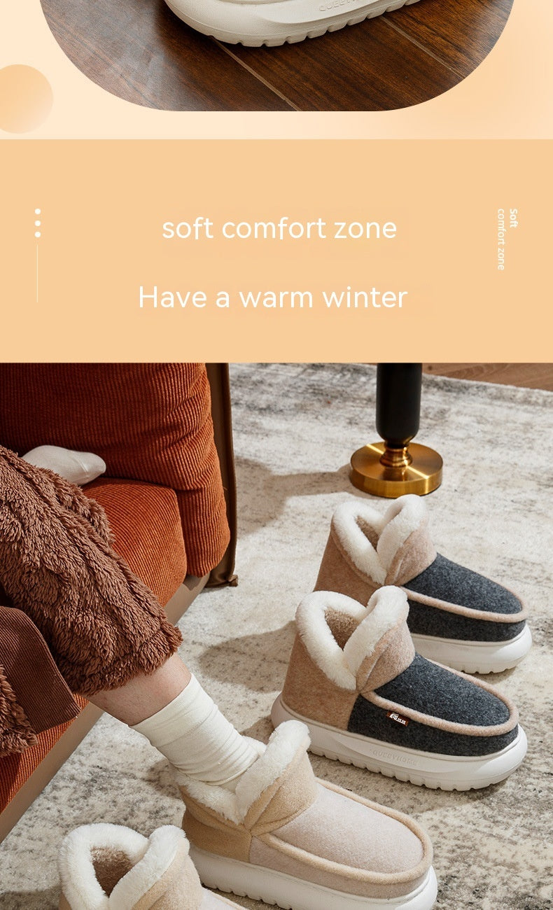 Chaussures montantes à fond épais avec velours pour femmes
