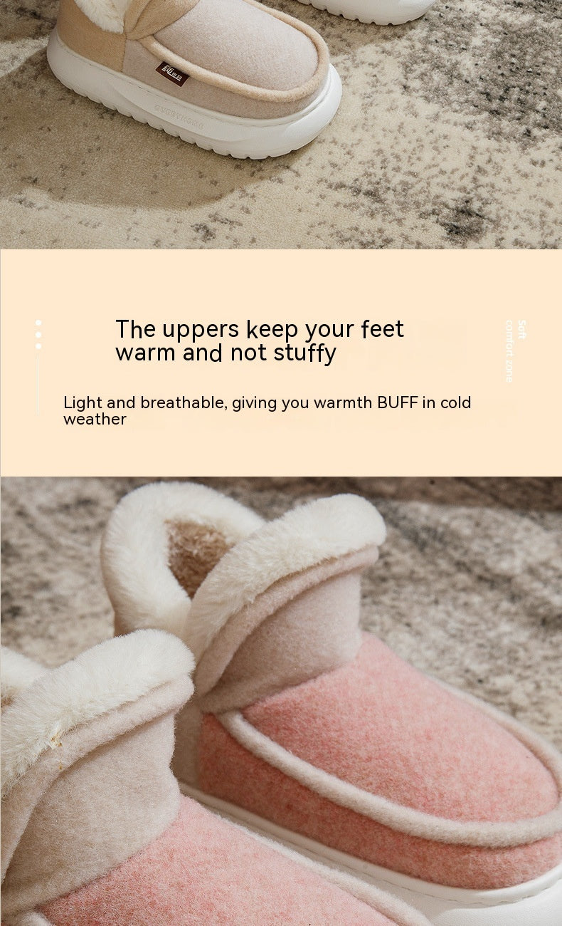 Chaussures montantes à fond épais avec velours pour femmes