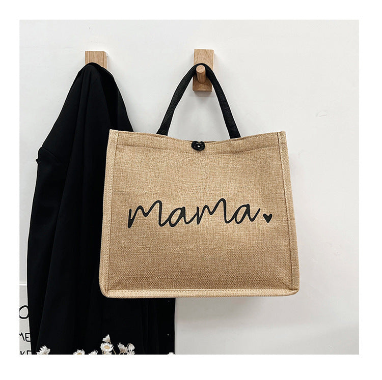 Fashion Linen Women's Bag Large Capacity Casual Shoulder Bag Korean Style Fashionable All-matching Letter Pack