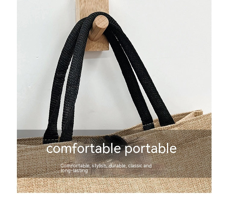 Fashion Linen Women's Bag Large Capacity Casual Shoulder Bag Korean Style Fashionable All-matching Letter Pack