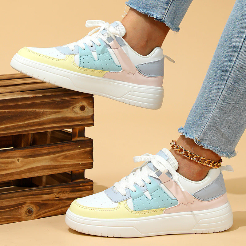 Baskets à plateforme tendance, chaussures plates confortables à lacets, chaussures plates décontractées pour l'extérieur