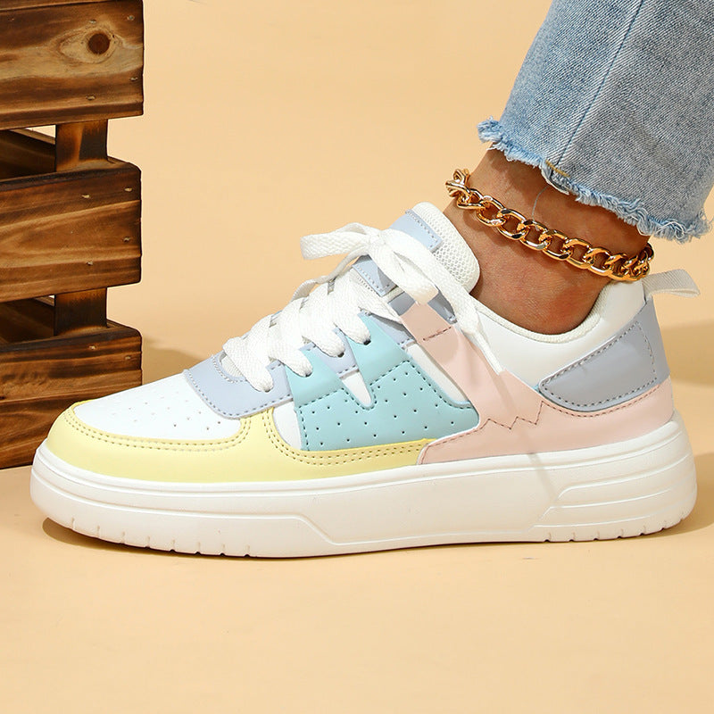 Baskets à plateforme tendance, chaussures plates confortables à lacets, chaussures plates décontractées pour l'extérieur