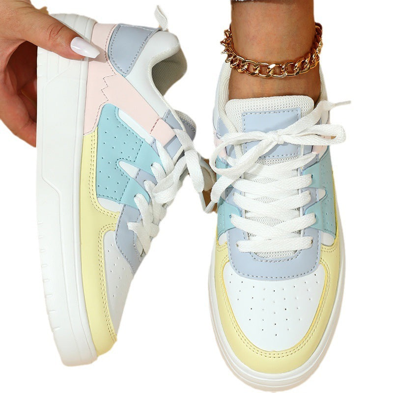 Baskets à plateforme tendance, chaussures plates confortables à lacets, chaussures plates décontractées pour l'extérieur