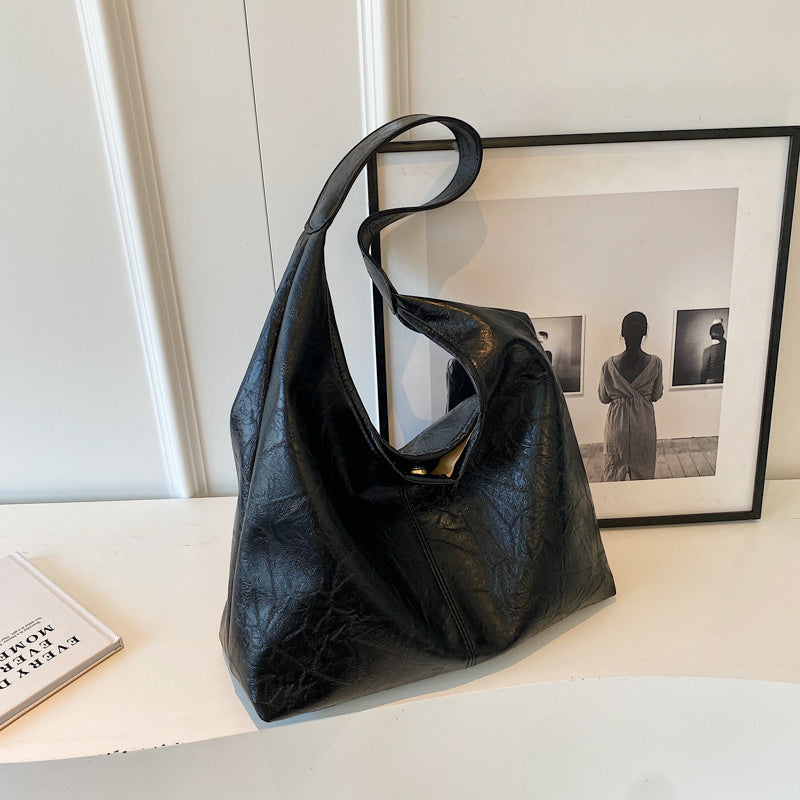 Sac à bandoulière décontracté en cuir souple de grande capacité