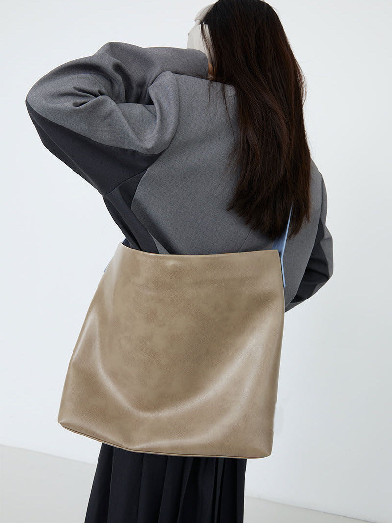 Sac à main à bandoulière de grande capacité de couleur contrastée