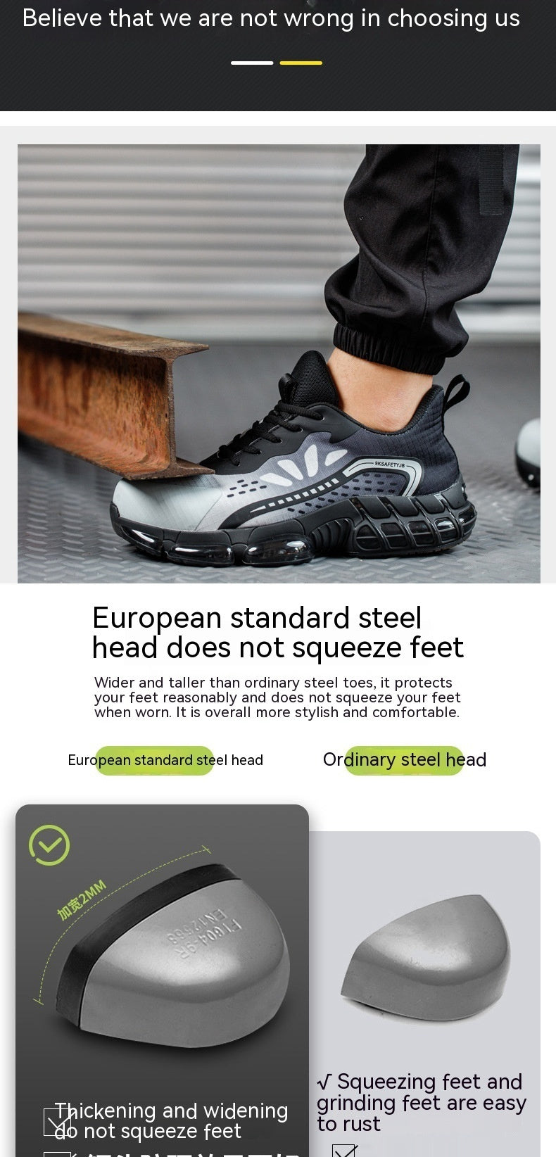 Chaussures de sécurité de travail fines Flyknit, résistantes à l'usure, Anti-écrasement et Anti-pénétration, respirantes et absorbant les chocs
