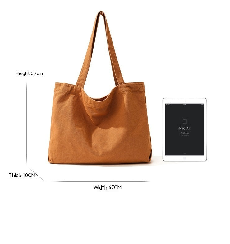 Plain Simple One-shoulder Canvas Bag