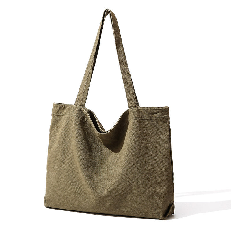 Plain Simple One-shoulder Canvas Bag