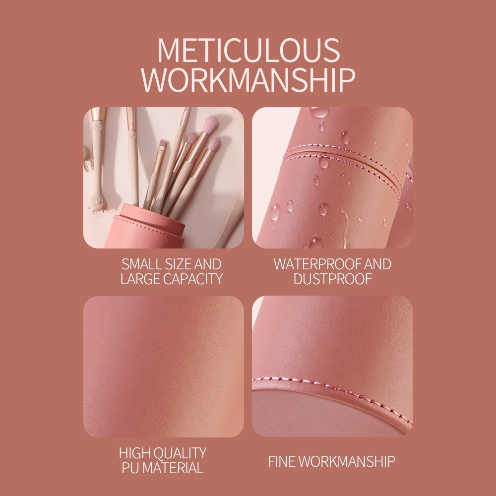 Conteneur de brosse cosmétique ronde en PU, outil cosmétique, brosse cosmétique 