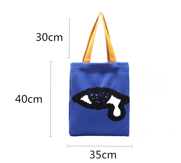 Sac à bandoulière en laine tricotée épaissie, sac tissé de grande capacité