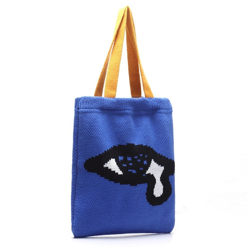 Sac à bandoulière en laine tricotée épaissie, sac tissé de grande capacité