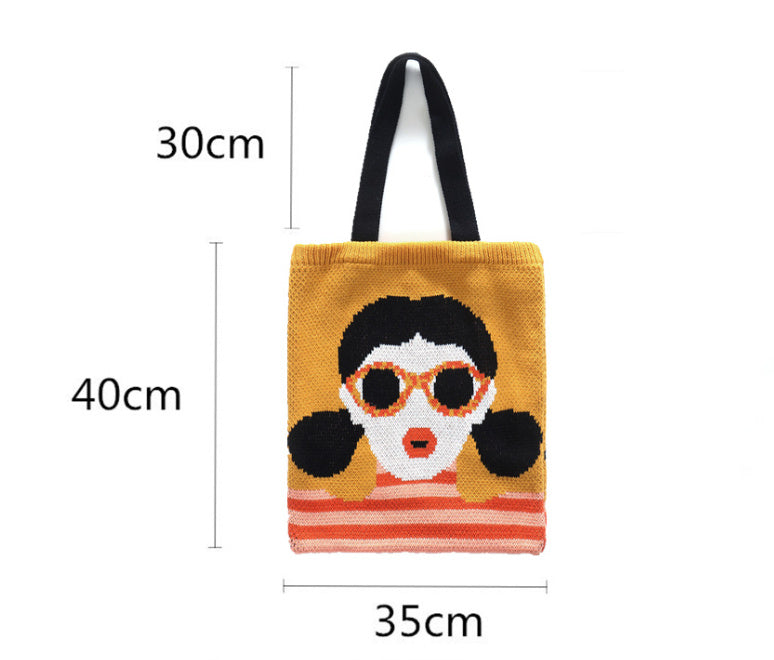 Sac de courses portable, sac tricoté à bandoulière