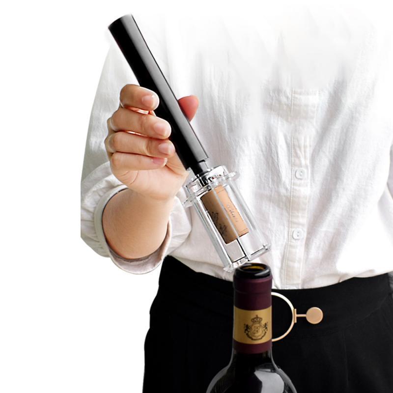 Ouvre-bouteille de vin avec coupe-capsule, ouvre-bouteille de vin à pression d'air, tire-bouchon facile, accessoires de barre en acier inoxydable, fournitures de cuisine, ouvre-bouteille de vin à pression d'air, ensemble de quatre pièces cylindre