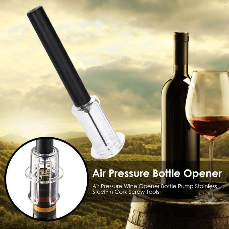 Ouvre-bouteille de vin avec coupe-capsule, ouvre-bouteille de vin à pression d'air, tire-bouchon facile, accessoires de barre en acier inoxydable, fournitures de cuisine, ouvre-bouteille de vin à pression d'air, ensemble de quatre pièces cylindre