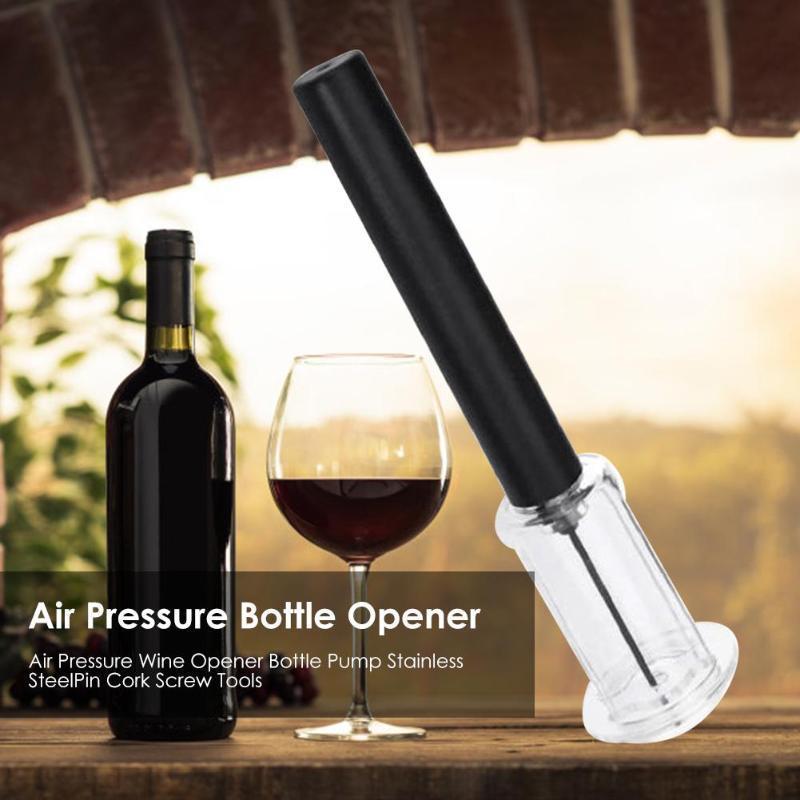 Ouvre-bouteille de vin avec coupe-capsule, ouvre-bouteille de vin à pression d'air, tire-bouchon facile, accessoires de barre en acier inoxydable, fournitures de cuisine, ouvre-bouteille de vin à pression d'air, ensemble de quatre pièces cylindre