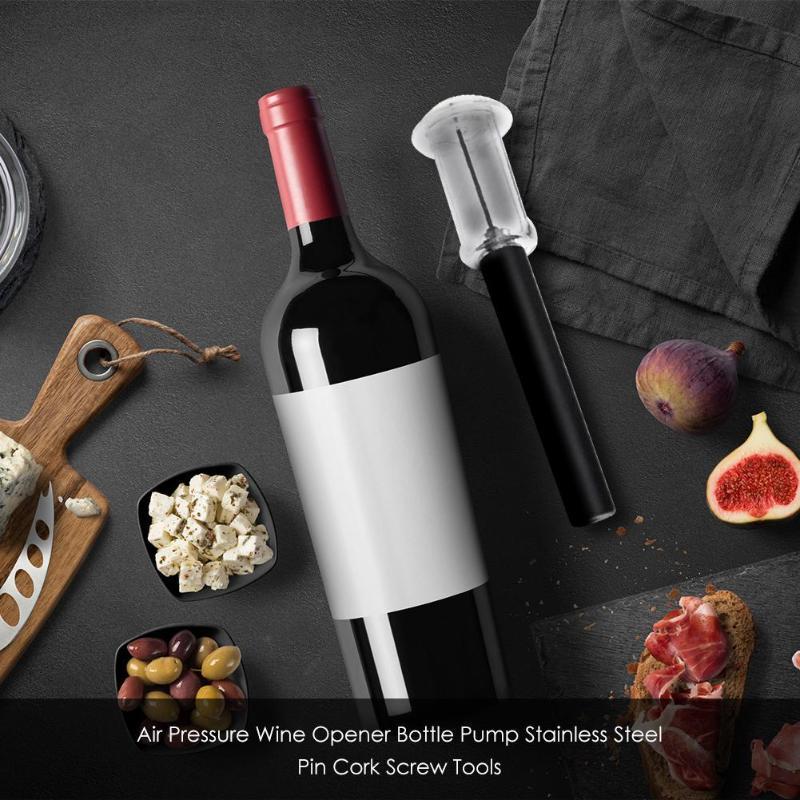 Ouvre-bouteille de vin avec coupe-capsule, ouvre-bouteille de vin à pression d'air, tire-bouchon facile, accessoires de barre en acier inoxydable, fournitures de cuisine, ouvre-bouteille de vin à pression d'air, ensemble de quatre pièces cylindre