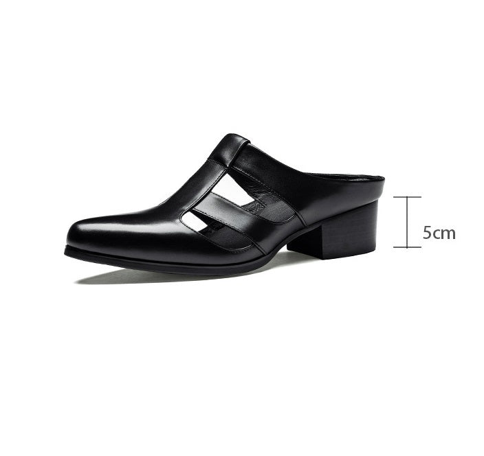 Ropa exterior de verano Zapatillas de cuero auténtico con punta estrecha Zapatillas de cuero con punta cerrada Hombres