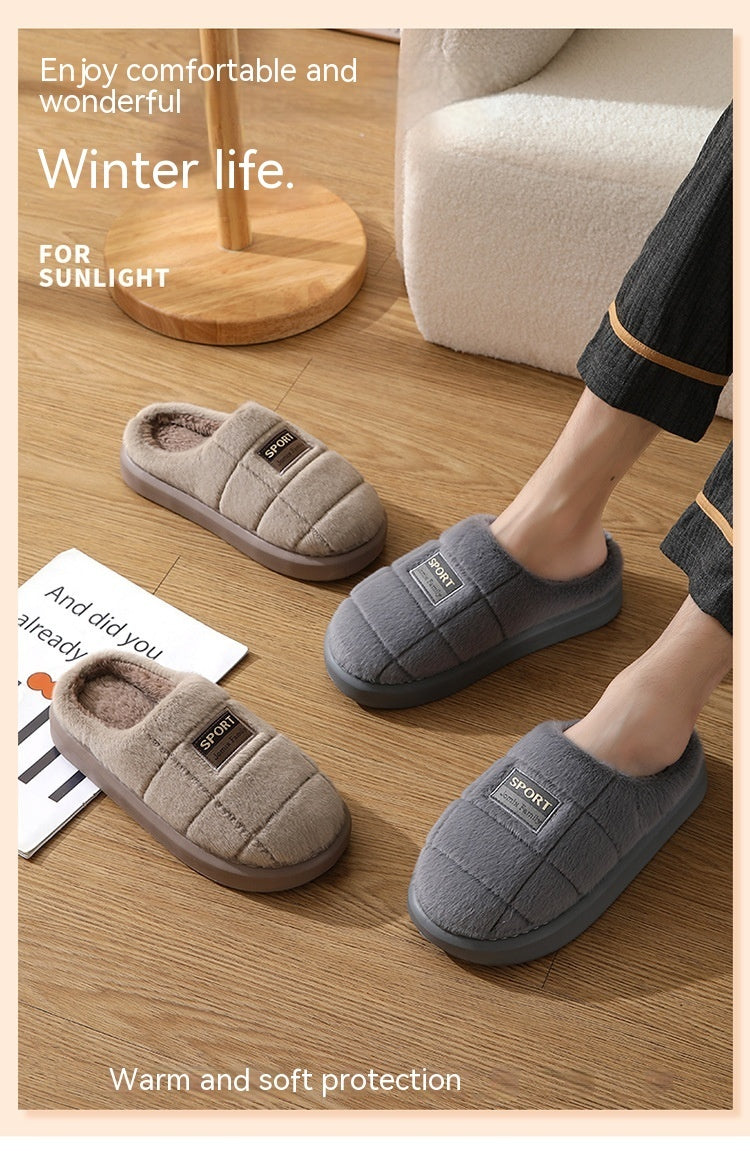 Zapatillas de algodón para hombre, parte inferior gruesa de lana para el hogar, para mantener el calor