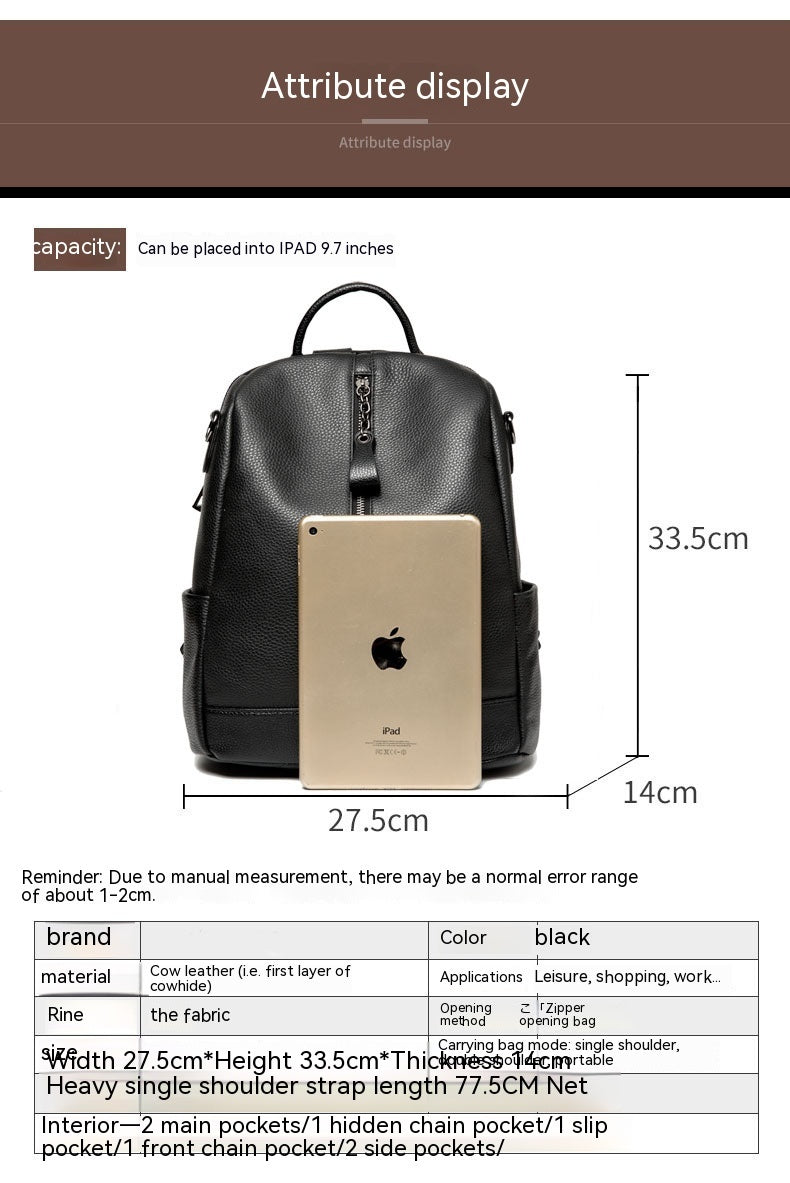 Sac à dos de mode de style coréen de grande capacité de banlieue de peau de vache de première couche