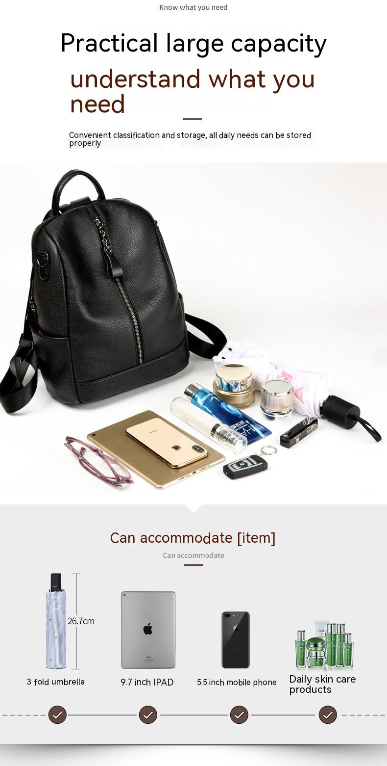 Sac à dos de mode de style coréen de grande capacité de banlieue de peau de vache de première couche