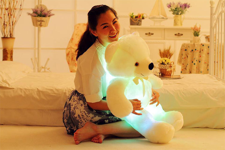 Créatif éclairage LED ours en peluche animaux en peluche jouet coloré brillant cadeau de noël pour enfants oreiller
